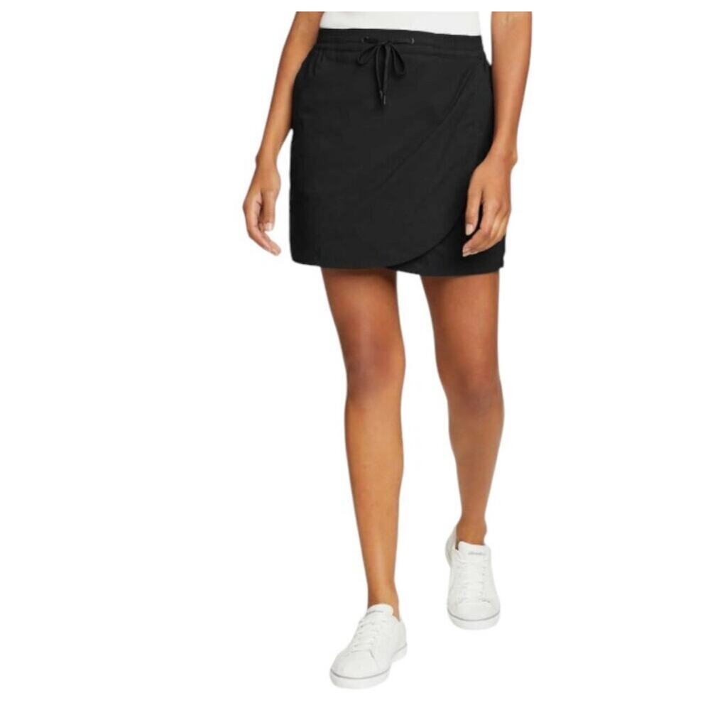 Eddie Bauer Skort Skirt Black Womens Size 6 Inner Shorts Pockets Stretch Outdoor
